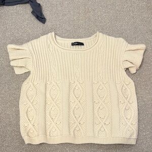Cream Textured Knit Sweater